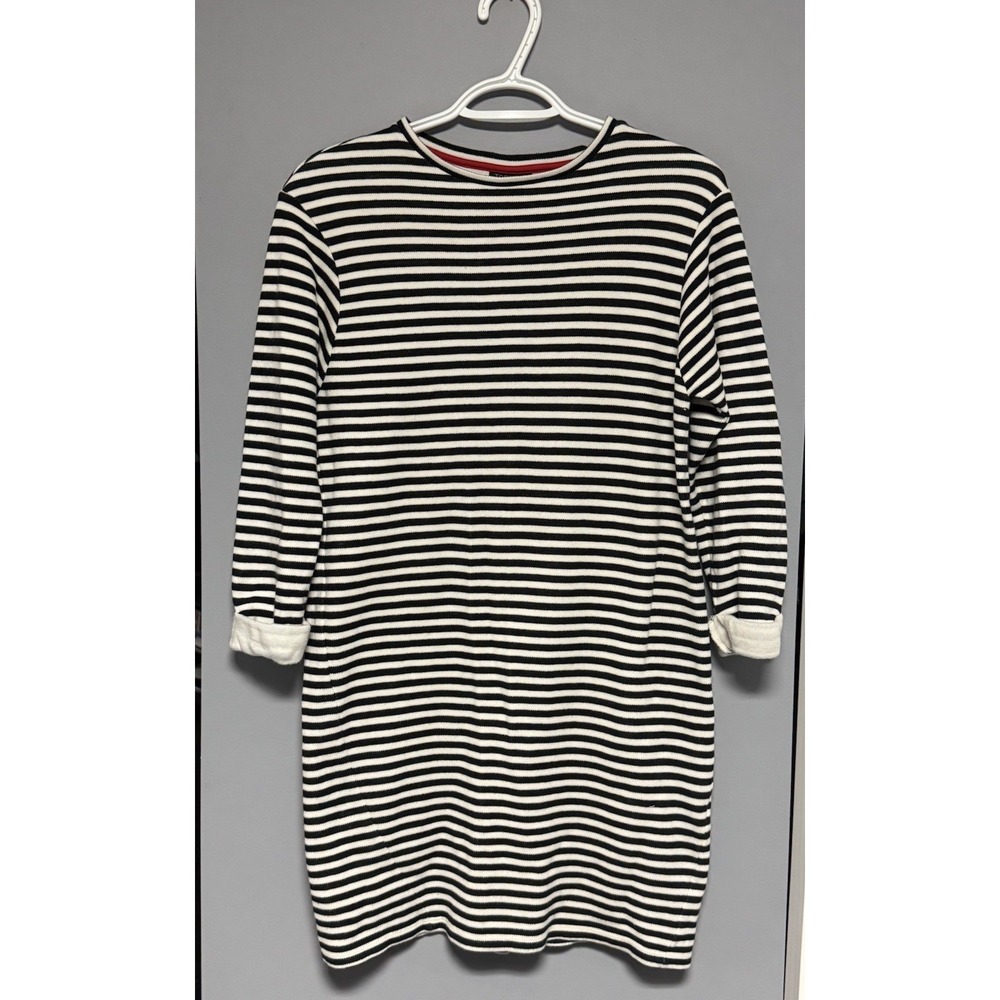 Topshop Women's Black And White Striped Shift Dress Size 4 Preppy Casual